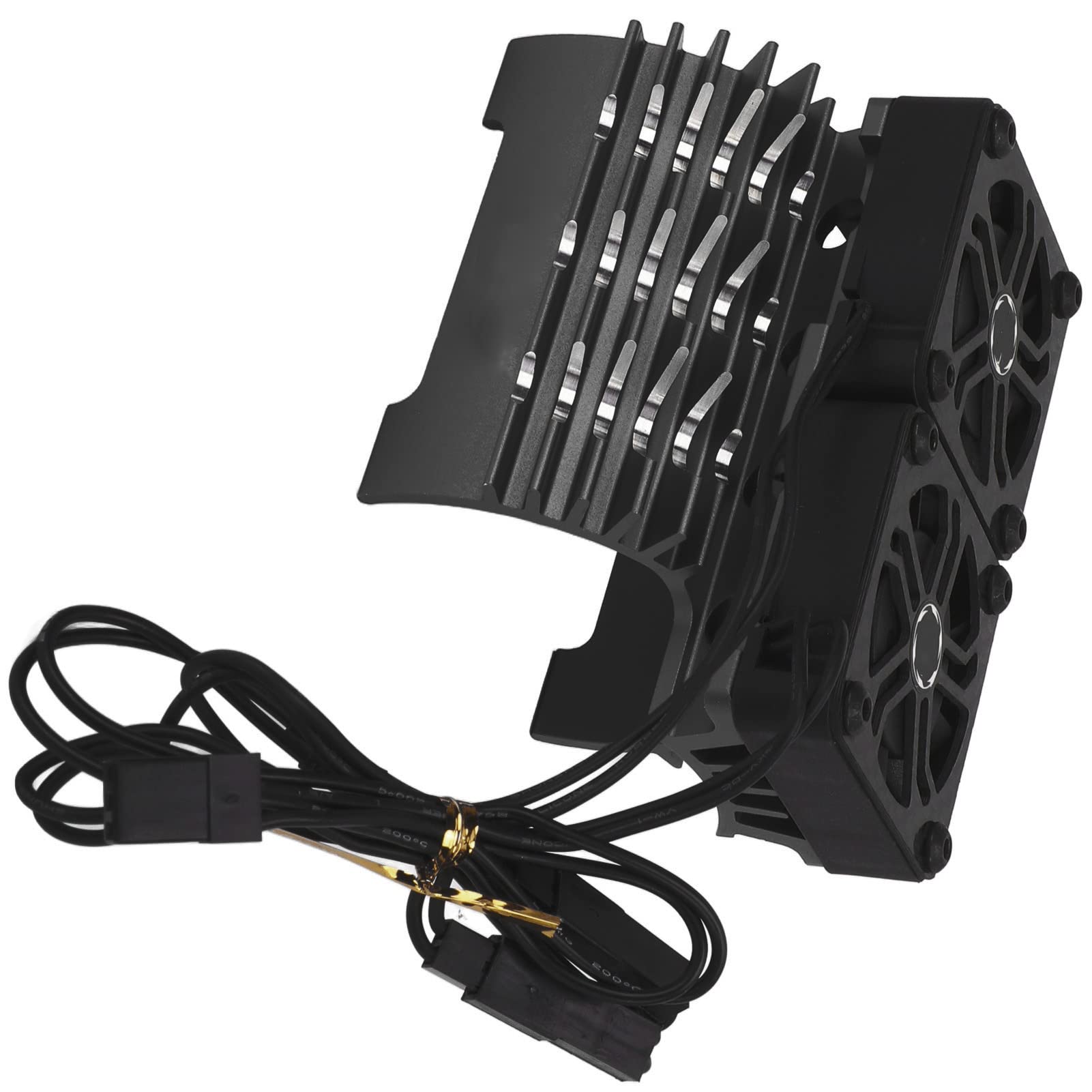 Dualer Lüftermotor, Motor, Kühlkörpermotor, Kühlgebläse, 8,4 V, 16000 U/min, Wärmeableitung [Platzhalter] mit Aluminiumlegierung und Kunststoff für 55 56 58 Mm Bürstenloser (Schwarz)