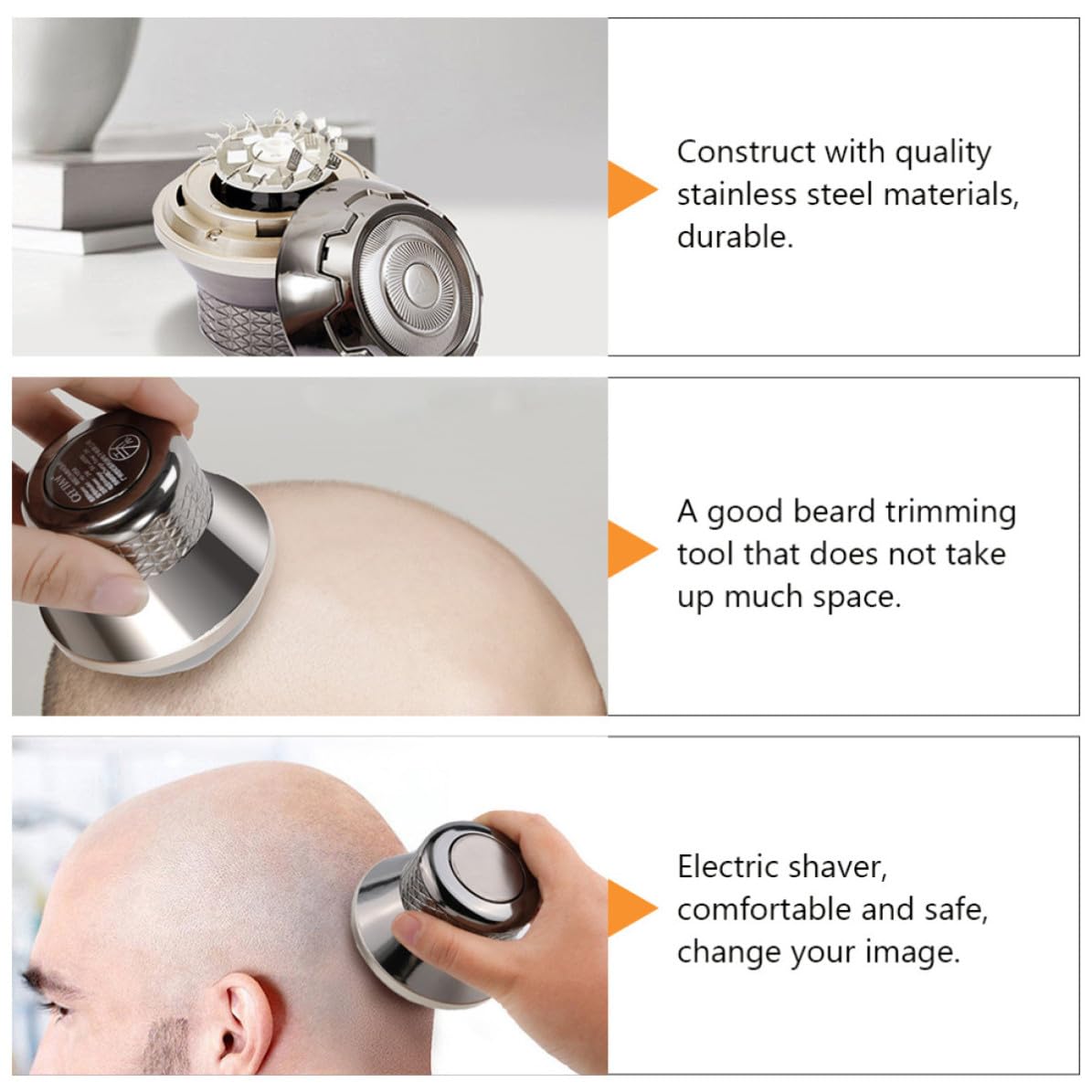POPETPOP Rasoio Elettrico per Barba Uomo Leggero in Acciaio Inossidabile, Sicuro e Facile da Usare la Rasatura la Cura Quotidiana della Barba