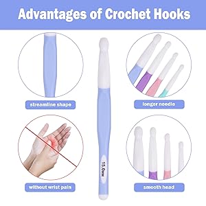 Crochet Hooks 4 pcs Large Sizes Crochet Hooks Ergonomic Crochet Needles Set (8mm / 10mm / 12mm / 15mm)