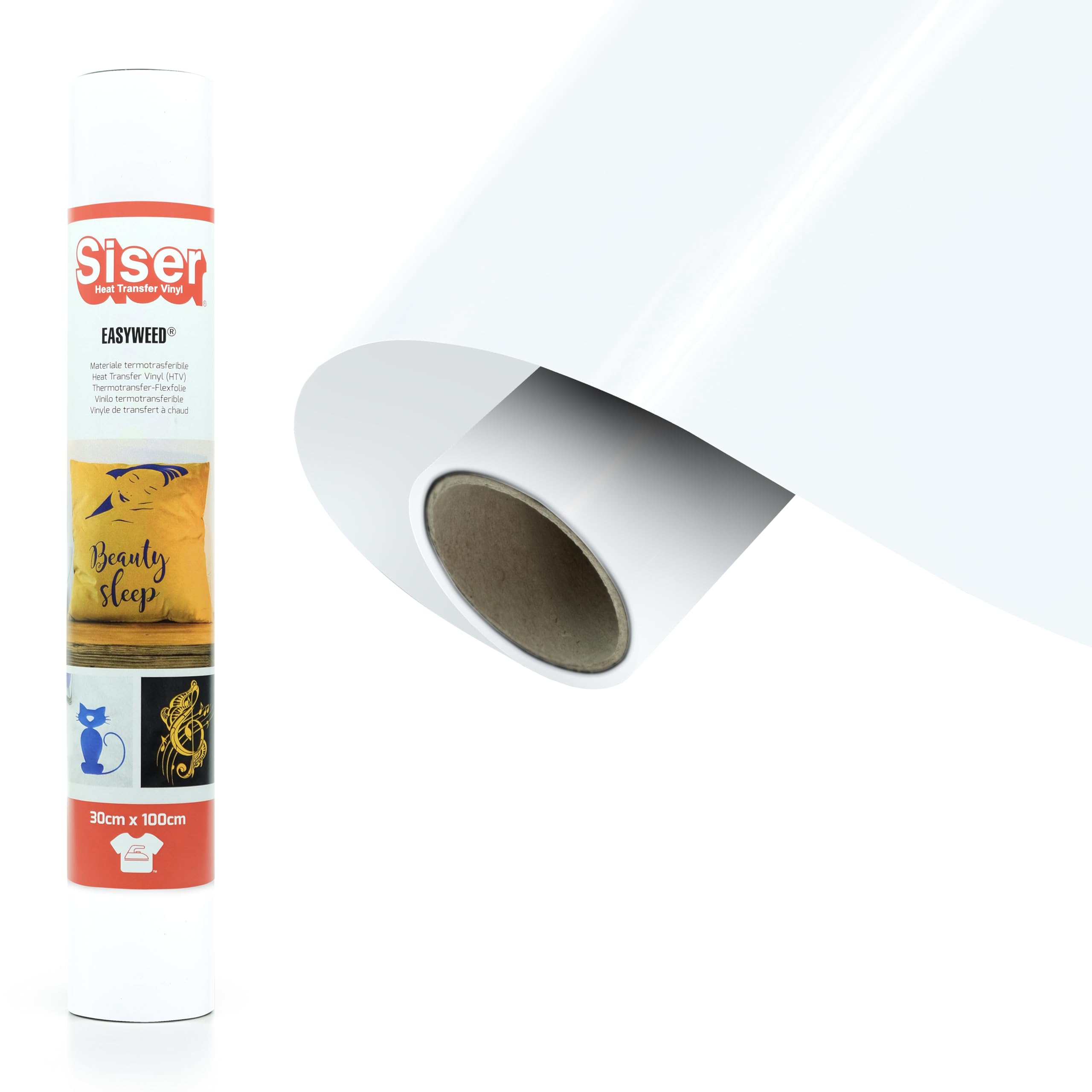 Siser EasyWeed Bianco, 30cm x 1mt, Vinile Termotrasferibile Termoadesivo Per Personalizzare i Tessuti e Abbigliamento, Hobby Creativi, Certificato VeganOk e Oeko-Tex Standard 100 classe I