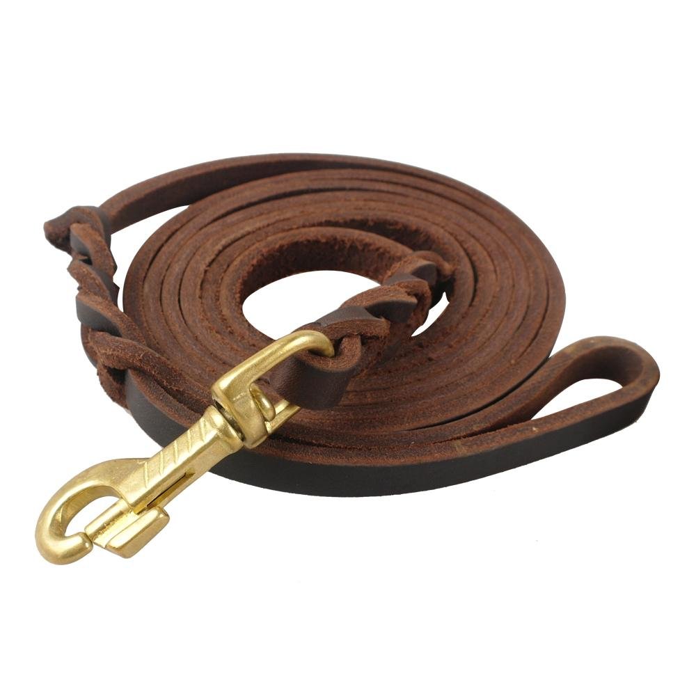 Guinzaglio per cani in pelle Guinzaglio per cani Guinzagli lunghi intrecciati Pet Walking Training Guinzagli per cani di taglia media 1 Pz Marrone 265 CM