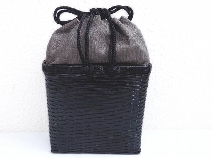 Amazon かご 巾着 竹黒 籠 バッグ 信玄袋 メンズ 男性 浴衣 甚平 着物 粋 こげ茶地ライン 和装小物 通販
