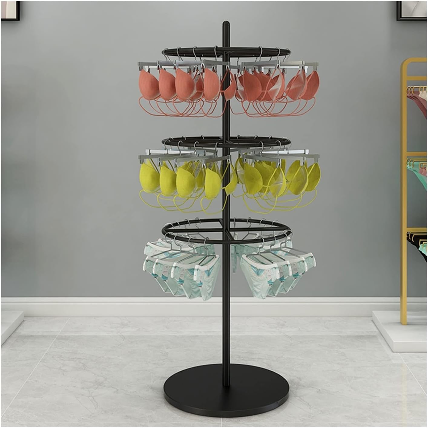 DETMOL Commercial rotating underwear rack, multifunctional clothes rack for laundry, towels, scarves, socks and shorts, ideal for boutiques and retail stores