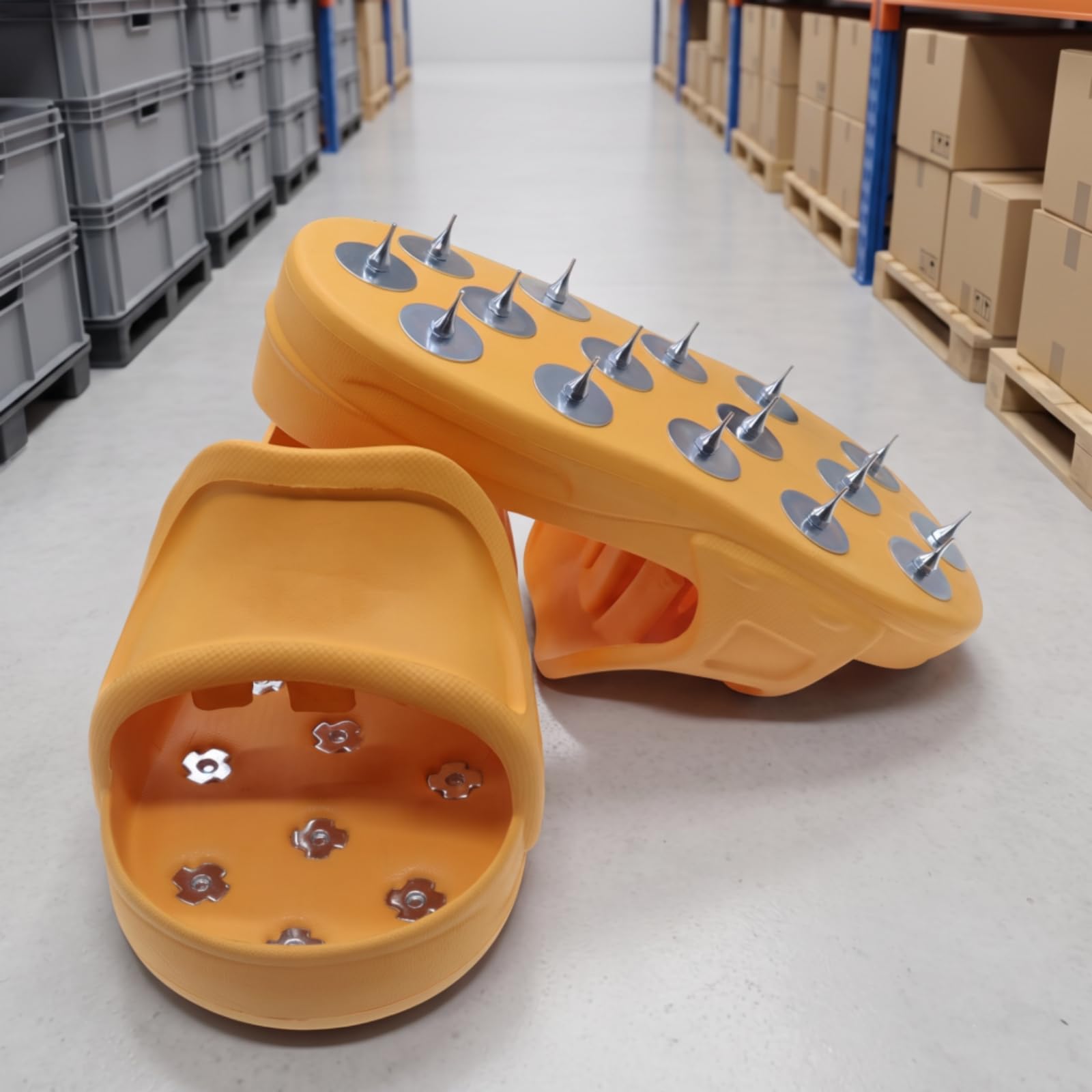 Nagelschuhe mit Spikes, S 38-40 | Leichtes EthylenvinylacetatMatial, Praktisches Schlüpfschuh Design, Arbeitsschuh mit Metallspikes, für Epoxidharzarbeiten