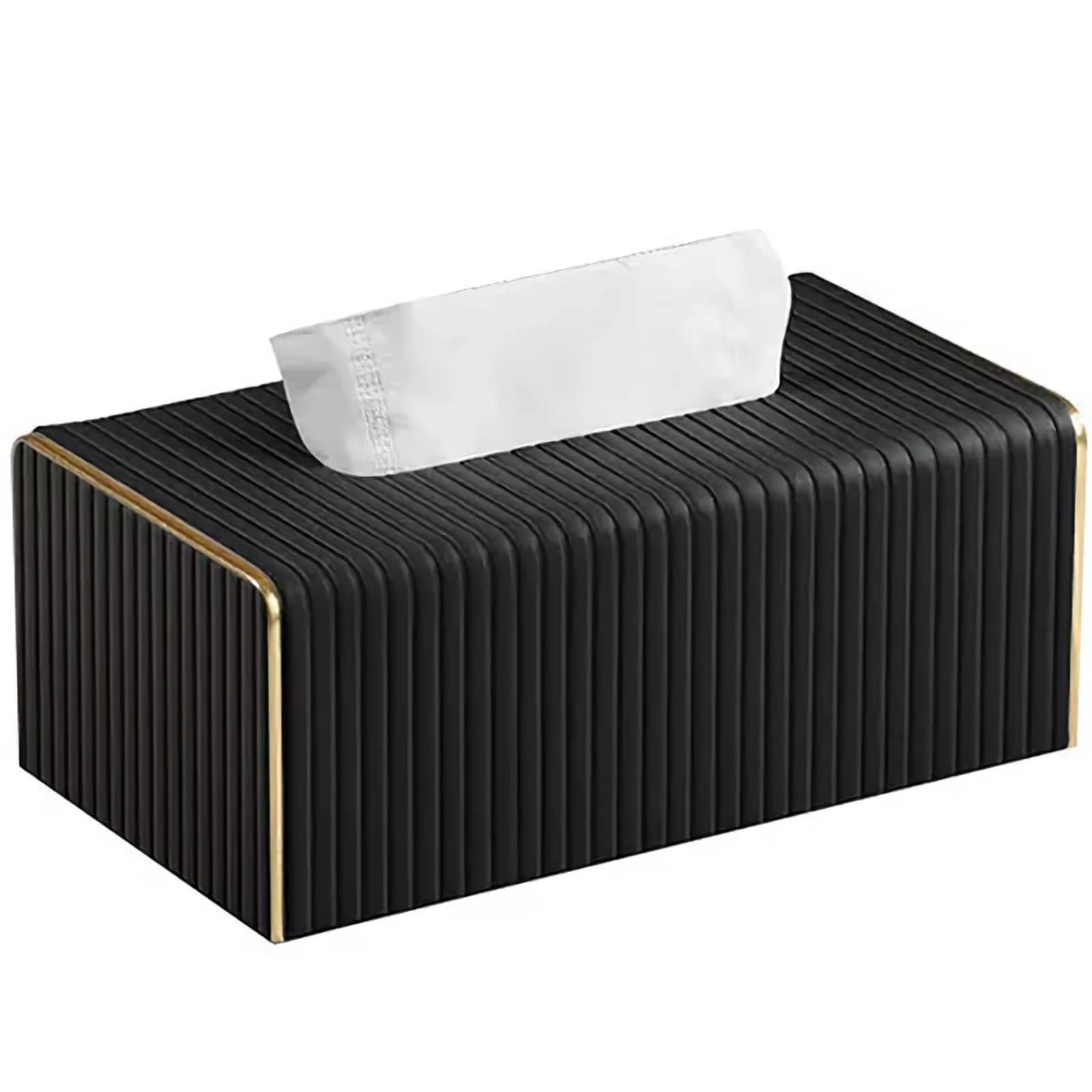 Alhdhd Leather tissue box cover, Decorative tissue box Holder for Home Living Room, Bedroom, Kitchen, Office, Bathroom | Car Tissue Holder (Black)