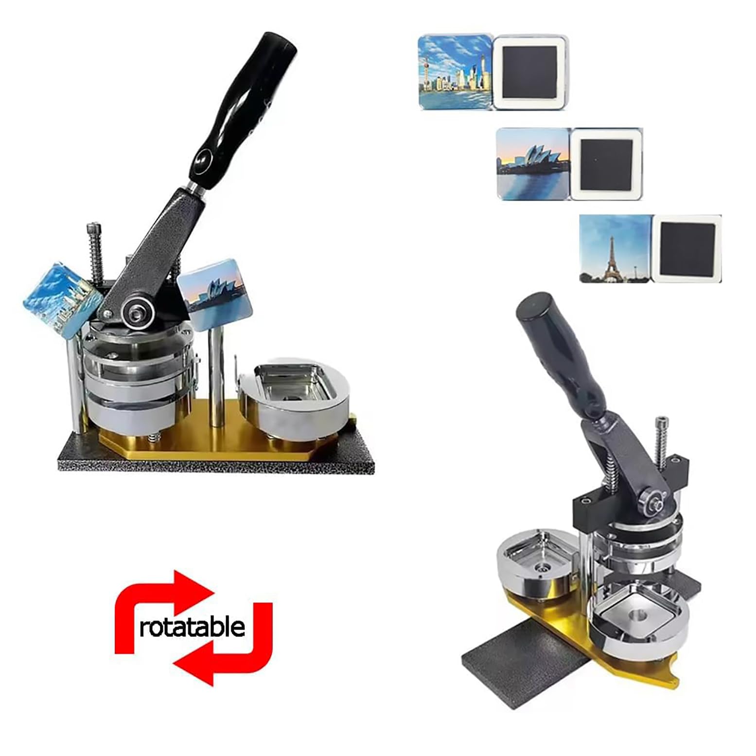 Maszyna Do Produkcji Kwadratowych Magnesów Na Lodówkę – 50X50 Mm Diy, Prasa Do Magnesów Fotograficznych Ze 100 Zestawami Materiałów Eksploatacyjnych I Obcinakiem Do Papieru – Idealna Na Prezenty, Odz