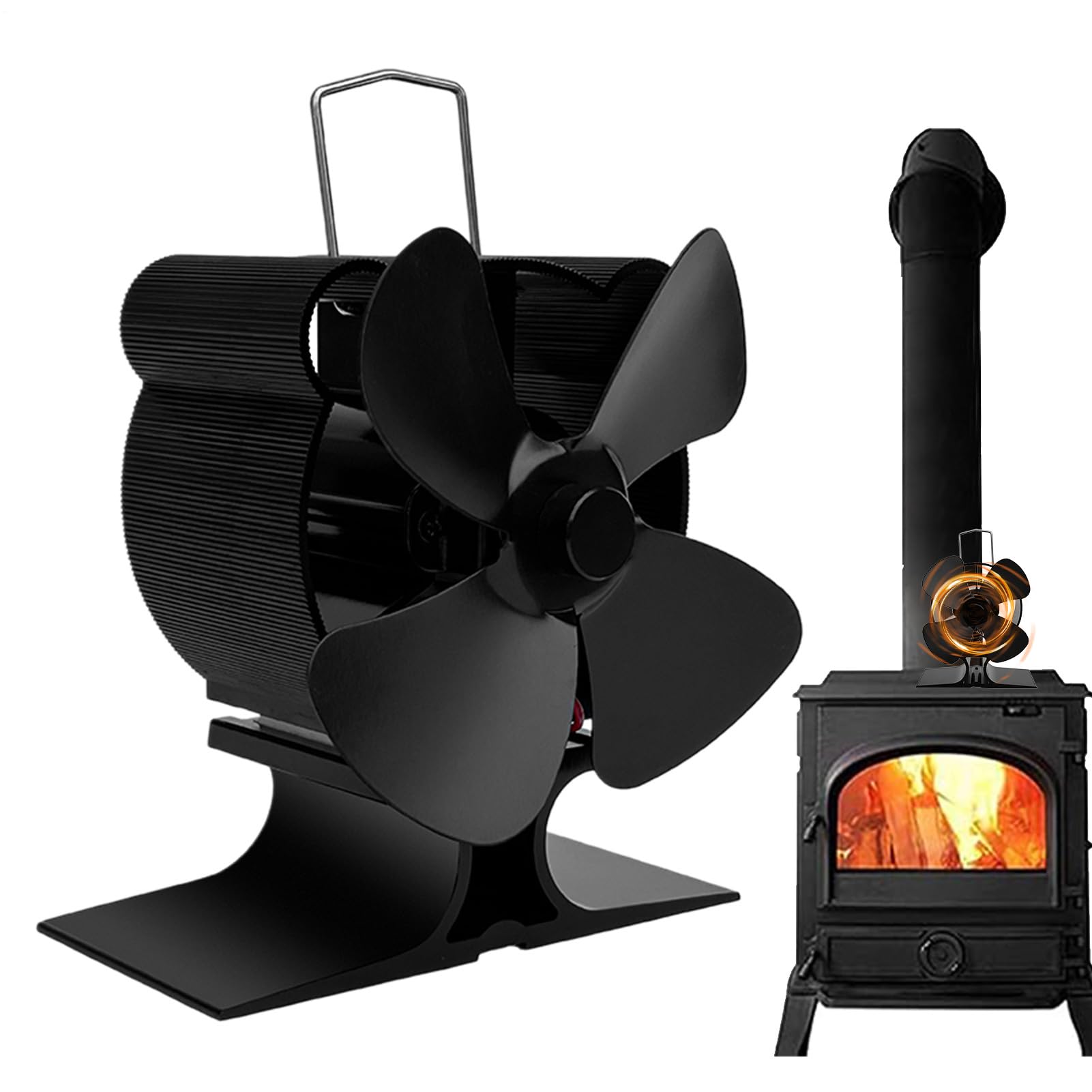 Ventilatore per stufa a legna Ventola termica termoelettrica | Ventilatore per stufa a legna alimentato a calore, con copertura protettiva, per stufe a legna,