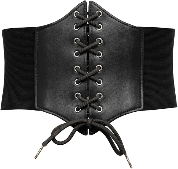 GRACE KARIN Corset Belt for Women Lace up, Renaissance Faire Pirate Accessories, Leather Elastic Waist Cincher