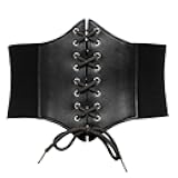 GRACE KARIN Corset Belt for Women Lace up, Renaissance Faire Pirate Accessories, Leather Elastic Waist Cincher