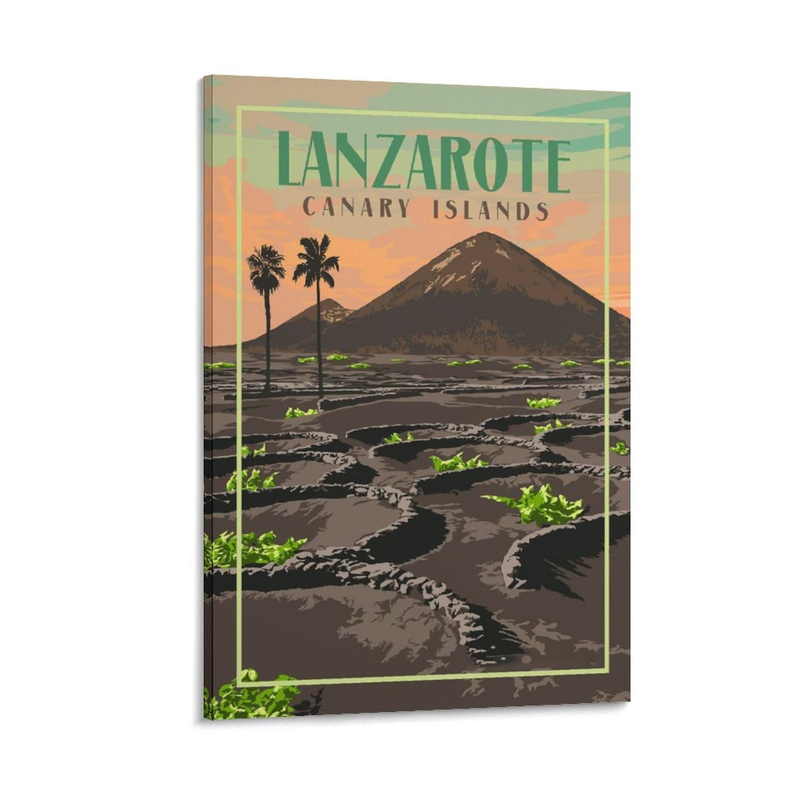 Meidai Frame-Style Lanzarote Canary Islands Vintage Travel Posters Landscape 08X12inch(20X30cm) Wall Art Picture Print Canvas Art Poster Modern Family Bedroom Decor Posters