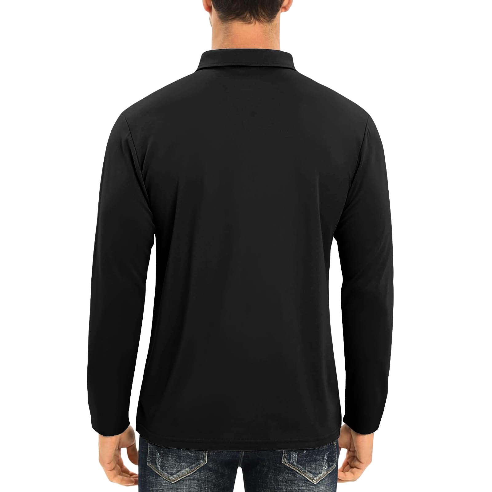 Pack de 3/5 Polos Homme Uni à Rayures Manches Longues Respirant à Séchage Rapide pour Golf/Course/Salle de Sport - Haute Performance