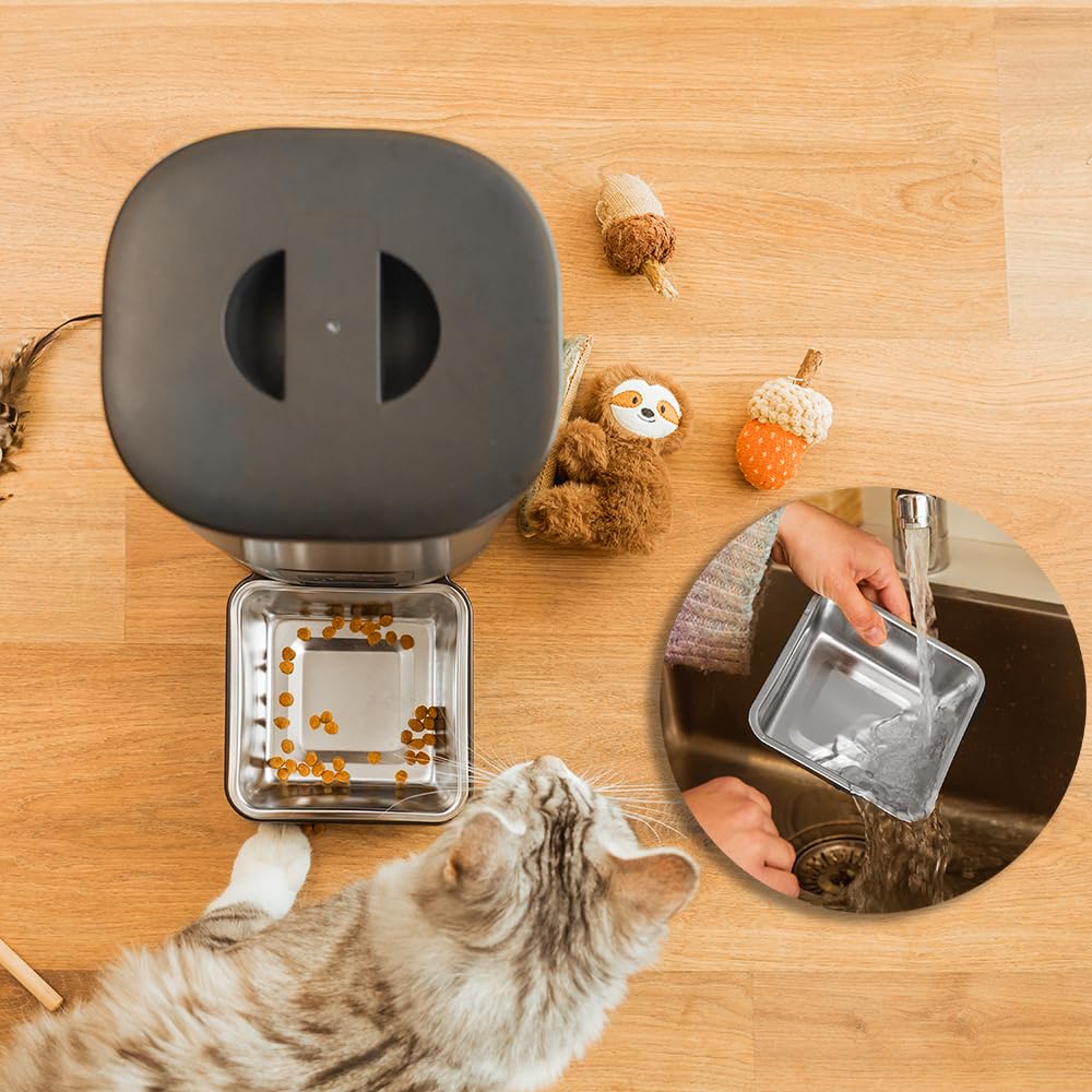 Cecotec Comedero Dispensador Automático para Mascotas con Control WiFi Pumba 6000 Purrfect Meal Smart. 6 litros de Capacidad, Control de Porciones, Comida de hasta 10mm, Cuenco de Acero INOX