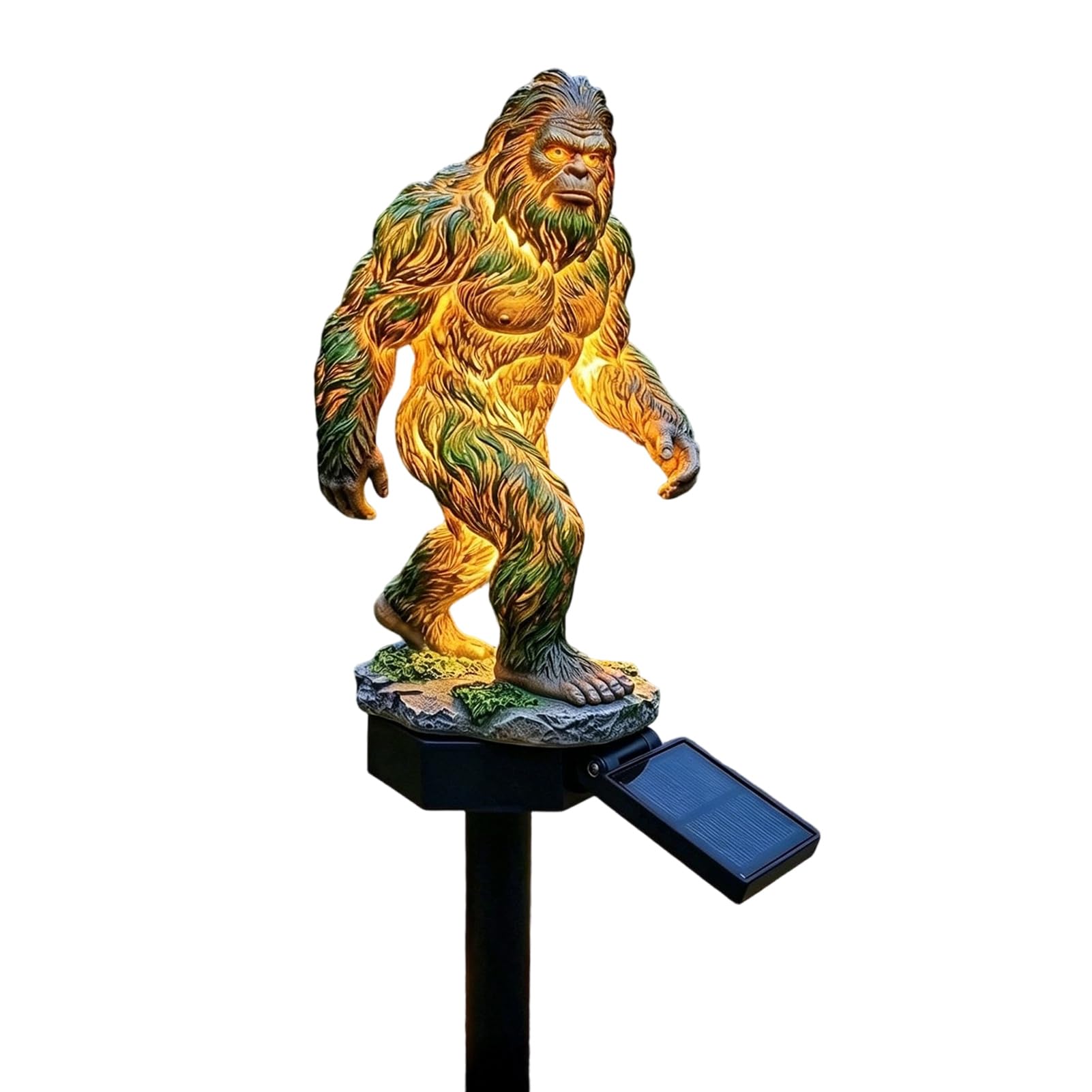 Solar Dragon Garden Statue Light,Dragon Solar Lights Outdoor Garden,Medieval Resin Dual Dragon/Gorilla Design 17cm with Stake Weatherproof Golden Ember Decor for Yard Lawn Patio Gothic B 1pc
