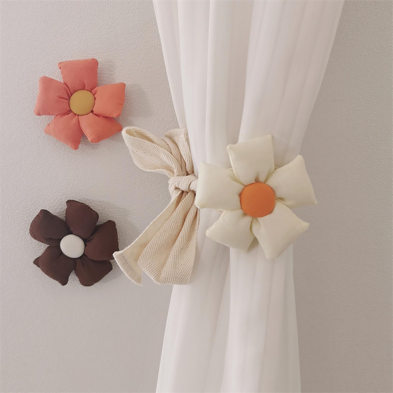 ChilArt Raffhalter Für Vorhänge 6-teilig - Handgewebte Gardinenhalter Mit Blumenmuster