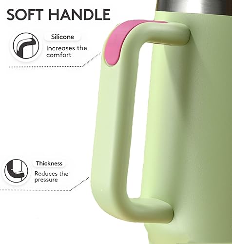 Miniatura 5 de YIINNIIY Vaso de 40 onzas con asa, botella de agua aislada con pajilla, vaso de acero inoxidable con tapa y pajilla, taza para agua con pajilla,