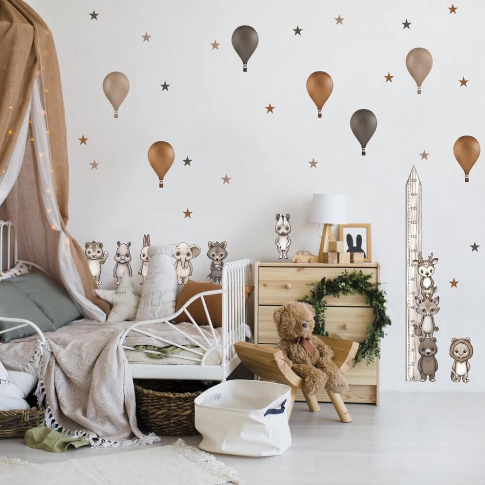 INSPIO Set grande de pegatinas escandinavas en tonos marrones con animales