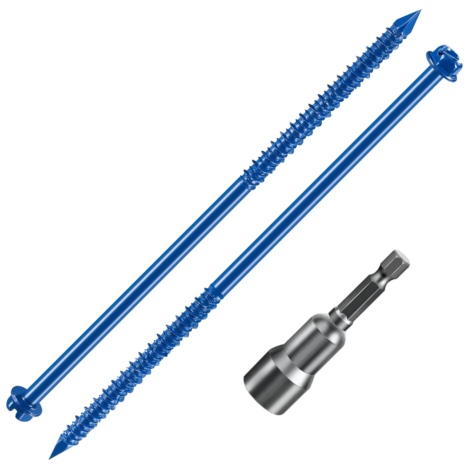 Wensilon (30 pezzi) 1/4 "* 6" testa a rondella esagonale scanalata kit di ancoraggio per calcestruzzo testa piatta blu per ancoraggio a muratura, blocco o stucco di mattoni