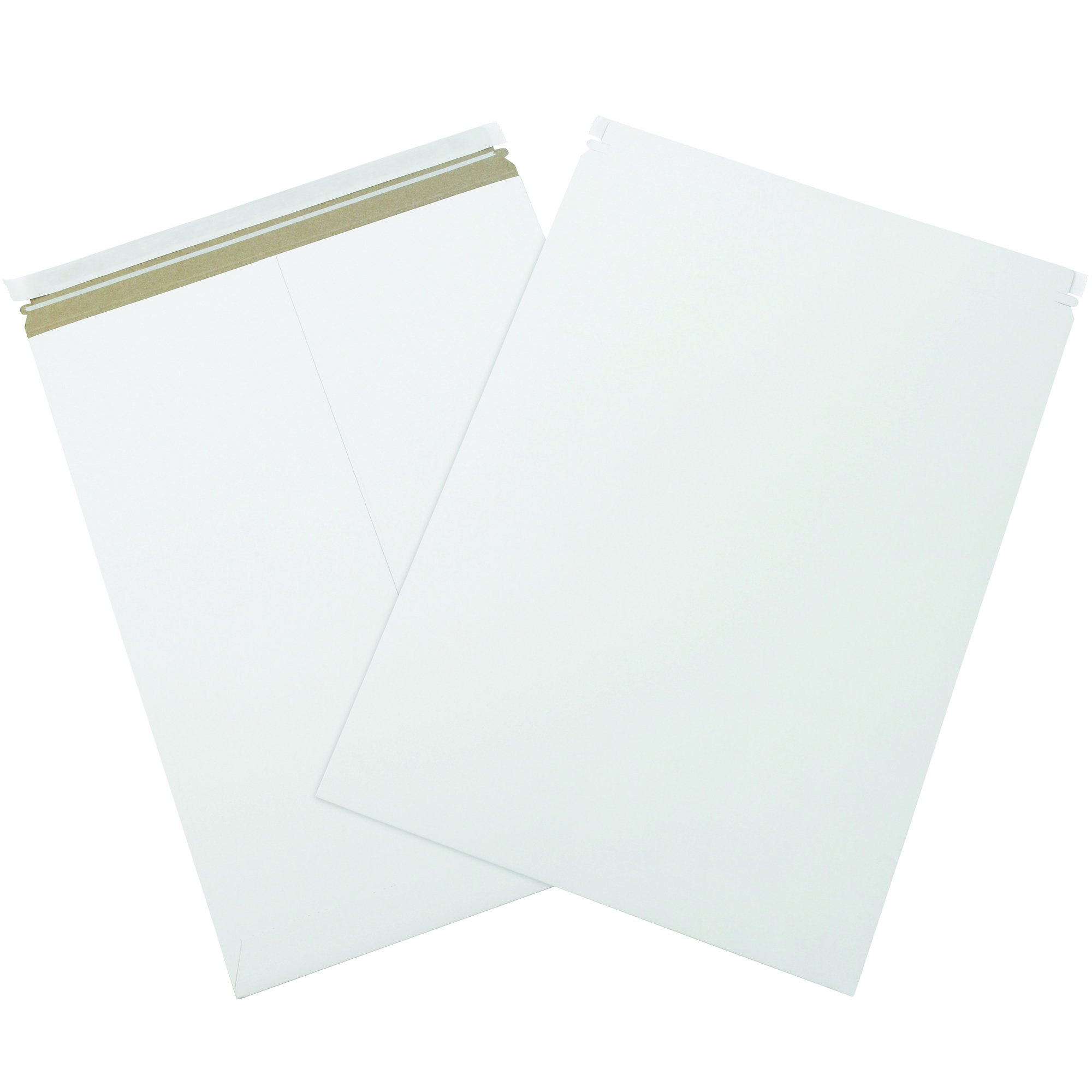 BOX USA 18 x 24" Stayflats Brand Rigid Flat Mailers, White (Pack of 50) Photo Document Mailers, Peel & Seal Closure, Tear Strip Easy Opening.