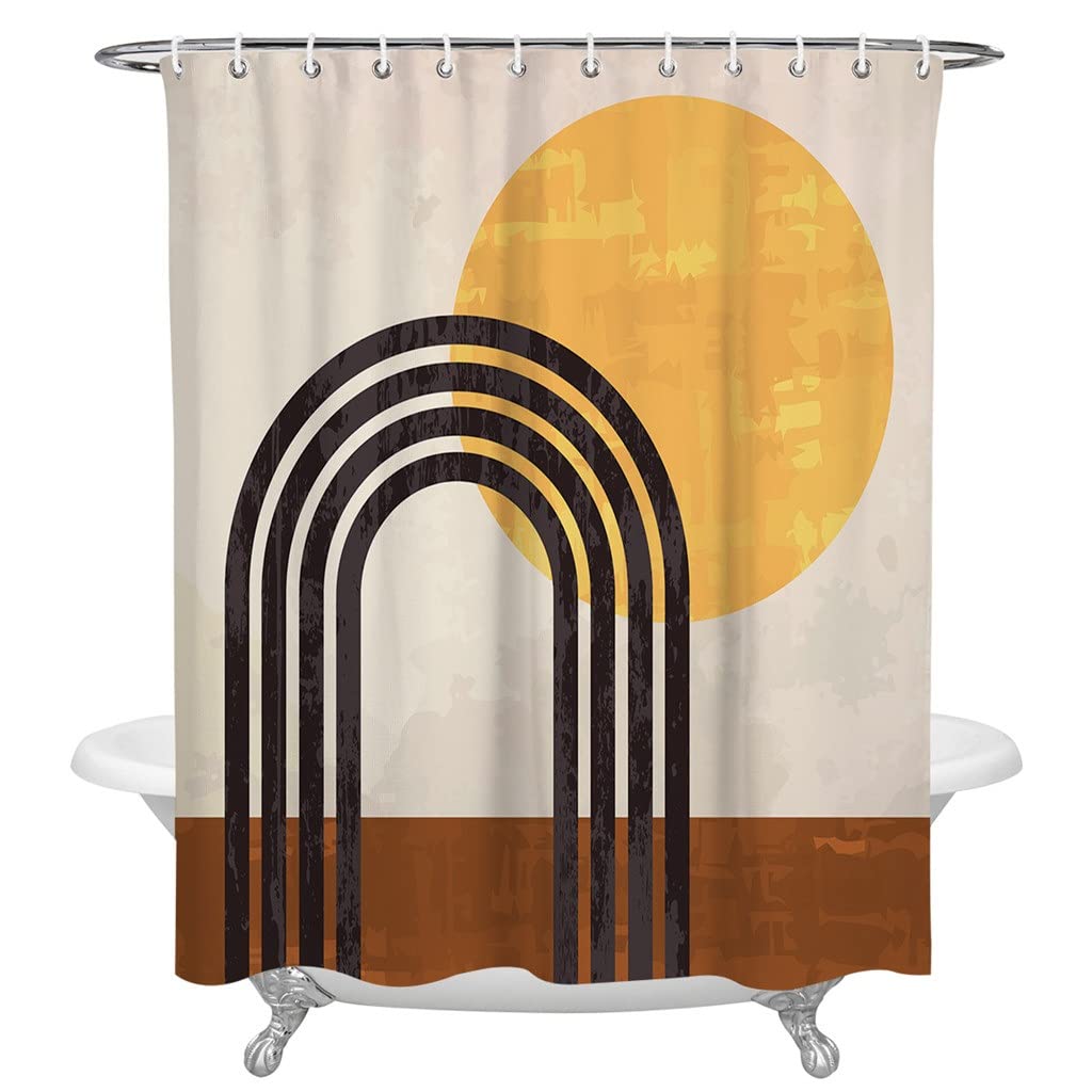 MOBYGKFY Abstract Art Shower Curtain Polyester Fabric Bathroom Home Bath with Hook