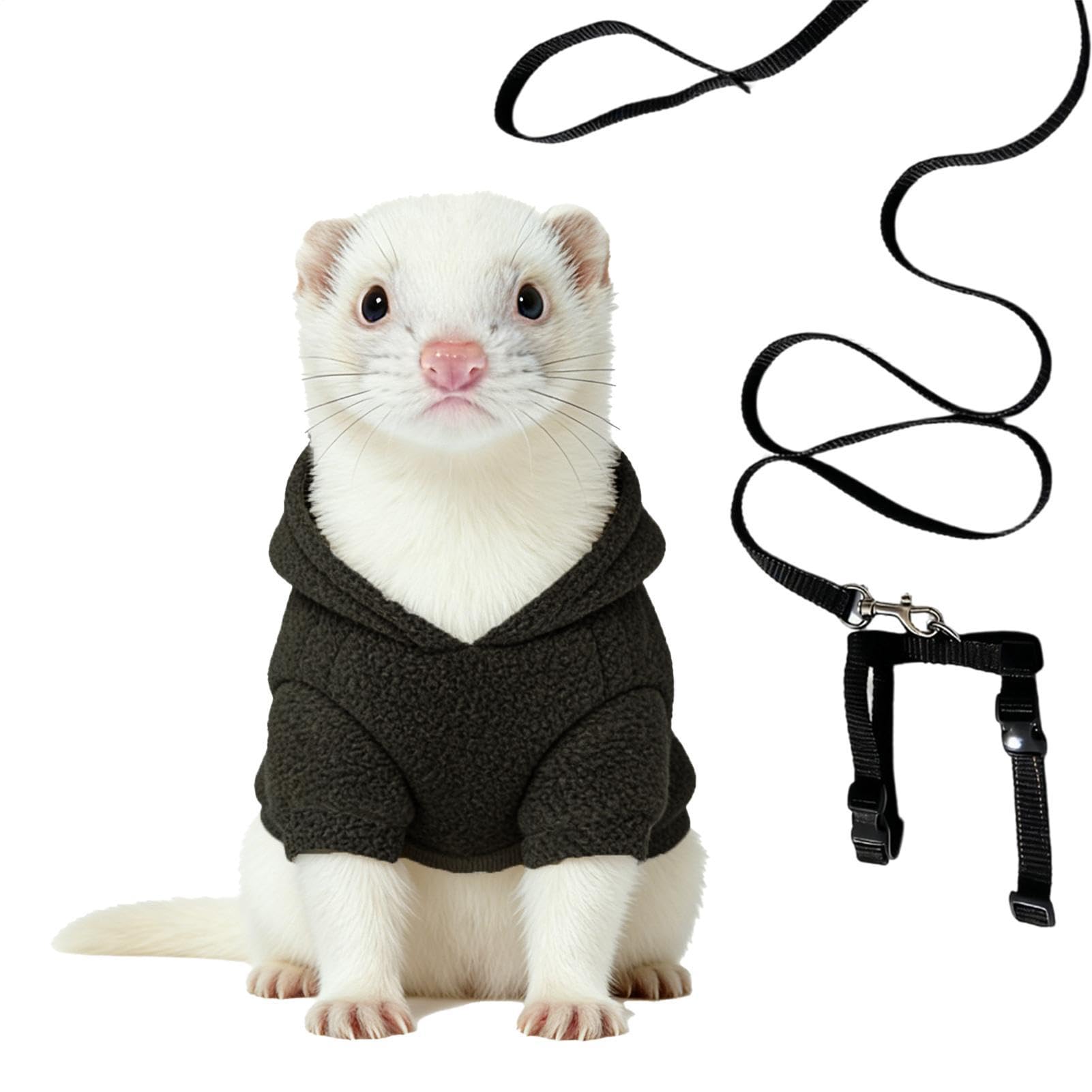 Jlobnyiun Ferret Hood, Ergonomic Comfortable Sweatshirt – Ferret Clothes with Secure Collar | For Outdoor Walking Hamsters, Puppy, and Similar