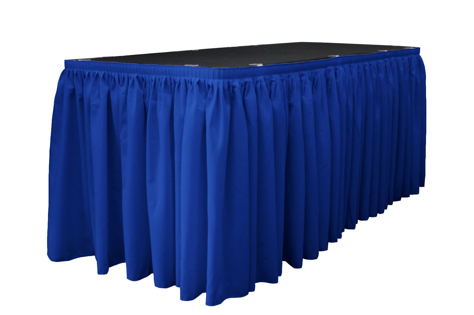 LA Linen Tischrock, Polyester-Popeline, 914,5 x 15,66 x 0,5 cm, mit 25 L-Clips, Königsblau, 914,5 x 15,66 x 0,5 cm
