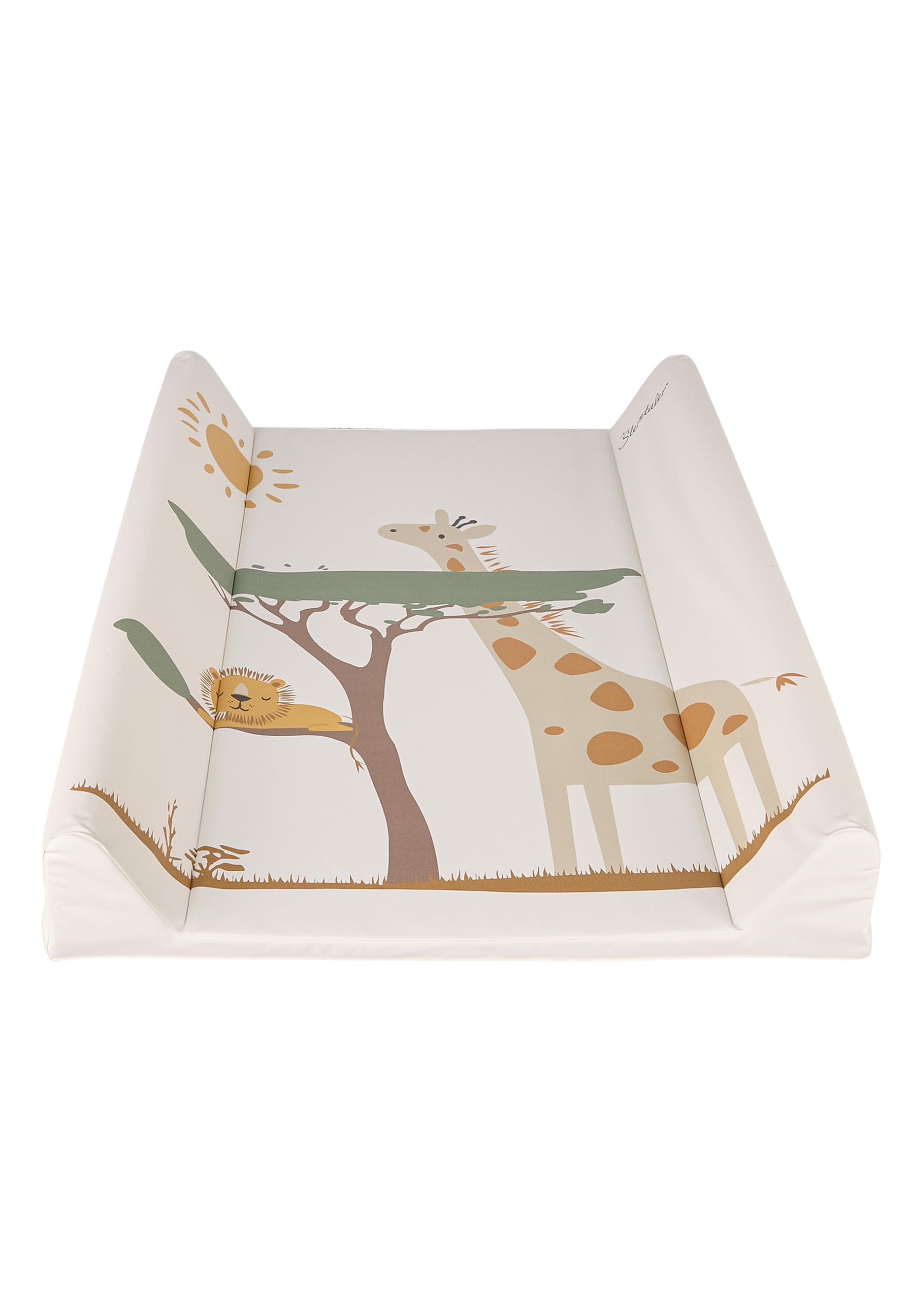 Sterntaler Safari - Cambiador para bebé, material exterior fácil de limpiar y lavable, diseño de jirafa y león, color crudo
