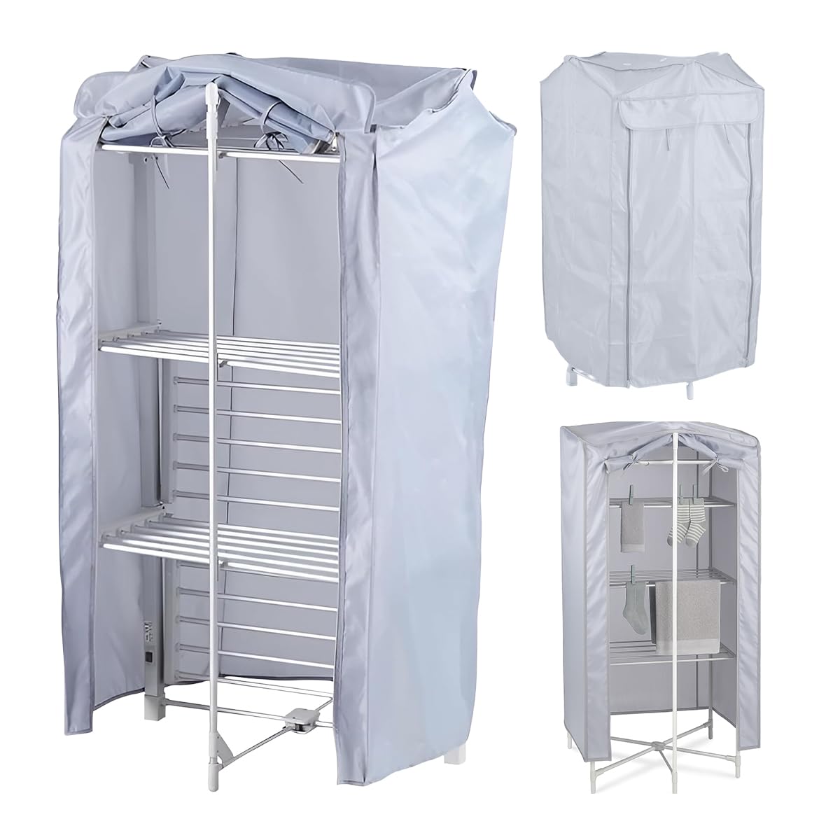 Tarrapu Grey Heated Clothes Airer Cover – Universal 3-Tier Electric Drying Rack/Airer Protective Cover For Black & Decker, Dry:soon, Easylife & More