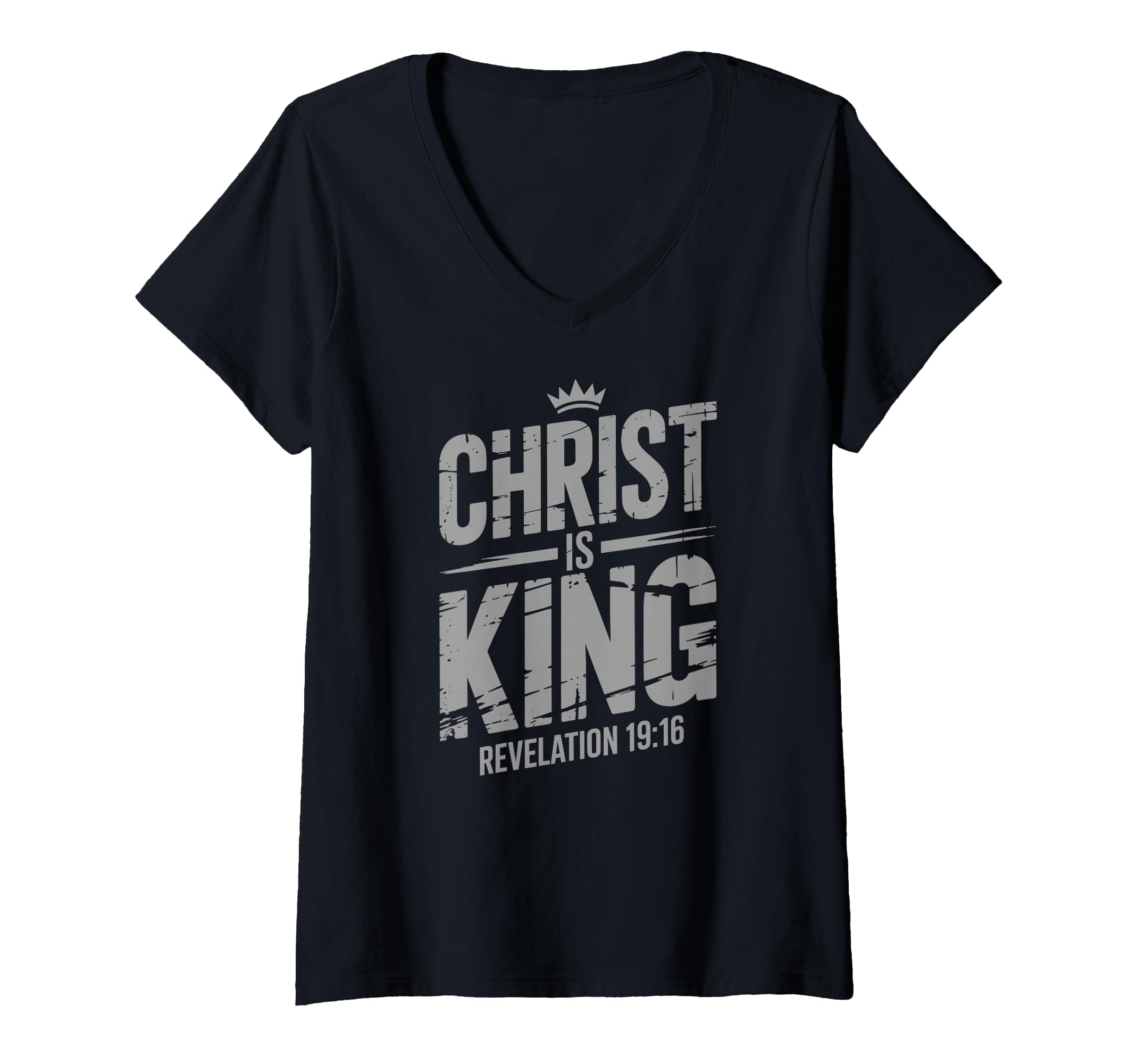 Women's Jesus Christ is King Glory Crown Christian Faith V-Neck T-Shirt