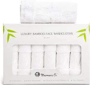 Set of 6 Luxury Face Wascloths Viscose Bamboo & Turkish Cotton