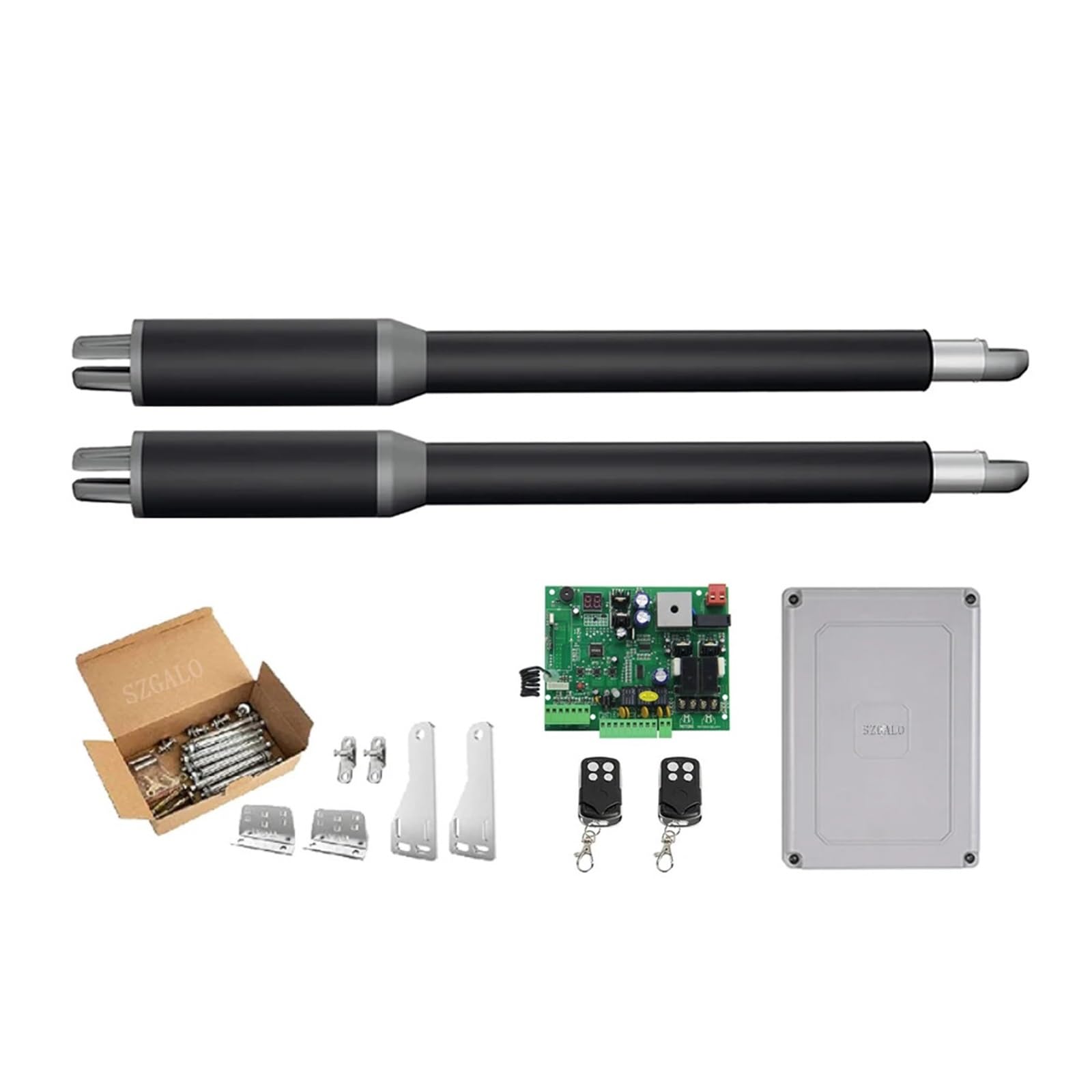 Abridor de Puerta batiente eléctrico automático de Doble Brazo de 200 kg, actuador de Motor, Kit de Control de Acceso con Cerradura de Puerta(Kit a)
