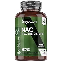 NAC N-Acetil-Cisteina Vegana, 600mg per Dose Giornaliera, 180 Capsule (Fornitura per 6 Mesi), 1 Sola Capsula al Giorno, N Acetilcisteina 600 mg, Integratore per Uomo e Donna, Senza Magnesio Stearato
