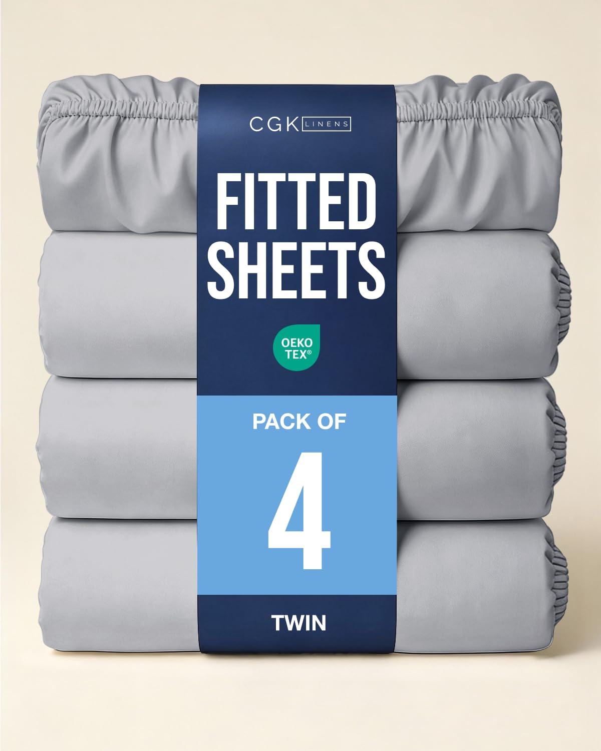 Twin Fitted Sheet - Pack of 4 Single Fitted Bottom Sheet Only - Steel Blue