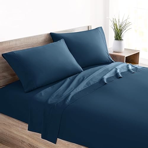 Mellanni - Juego de sábanas de 4 piezas de algodón orgánico de 400 hilos, con bolsillos profundos, adecuado para colchones tamaño Queen de hasta 16