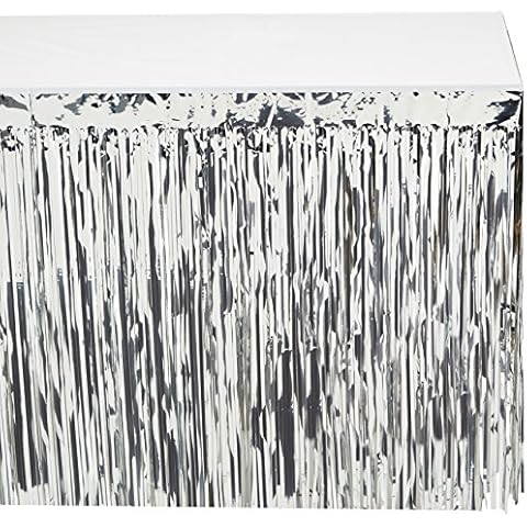 Beistle Metallischer Tischrock, 2-lagig, Party-Accessoire, Jubiläumsdekoration, 76,2 cm x 35,6 cm, silberfarben Cover