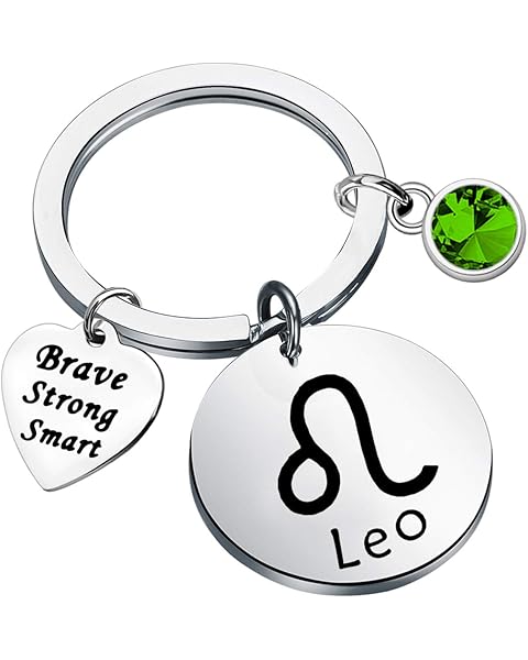 bobauna 12 Zodiac Constellation Disc Keychain Birthstone Horoscope Jewelry Astrology Gift For Family Friend