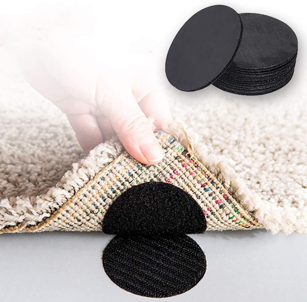 Plastic 10Pcs Reusable Rug Grippers Sofa Cushion Fasteners, Washable Rug Pads Carpet Stickers, Fixed Rug Pads Non-Slip For Wooden And Hard Floors, Floor Mats, Tile Floors, Carpets (Round)