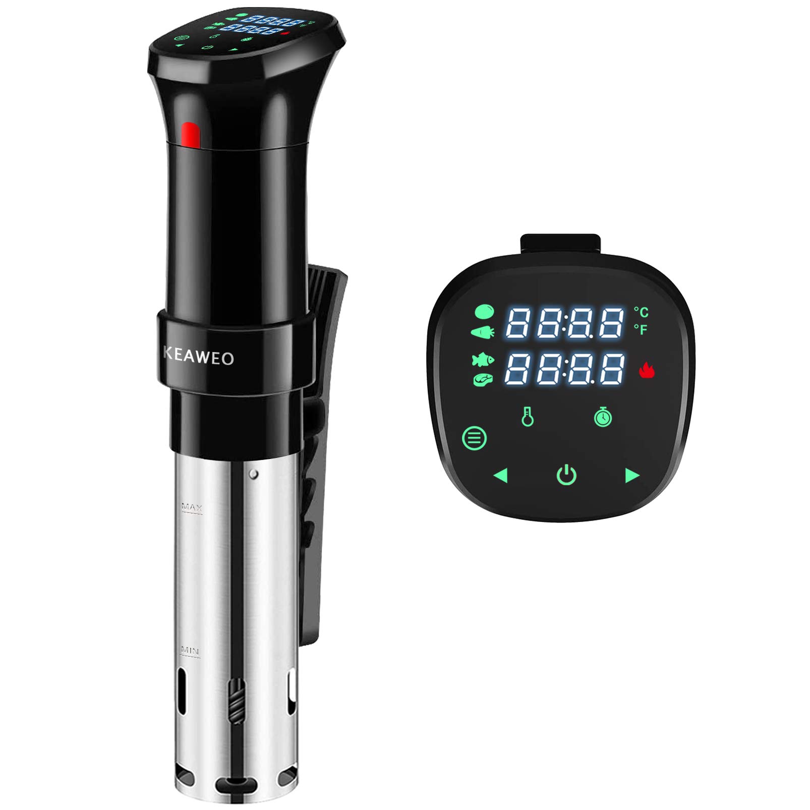 KEAWEO Sous Vide, Thermal Immersion Circulator Water Baths Stick, Low Temperature Slow Cooking, Accurate Temperature Timer Control Machine, Fast Heating, Stainless Steel, Quiet, Sou Vide Cooker 1100W