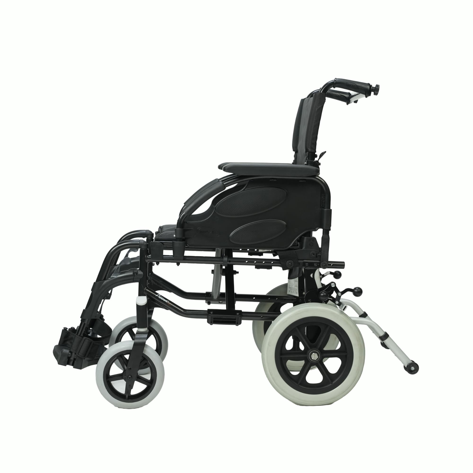 Action 2 NG Transit Premium Attendant-Driven Wheelchair for Elderly & Patients | Backrest Fold | European Standard | Aerospace-Grade Aluminium | Weight Capacity 125 kg | 6" PU front Castor Wheels & 12" Real| Lightweight Foldable Design | Seat Size -19 inch-image-44