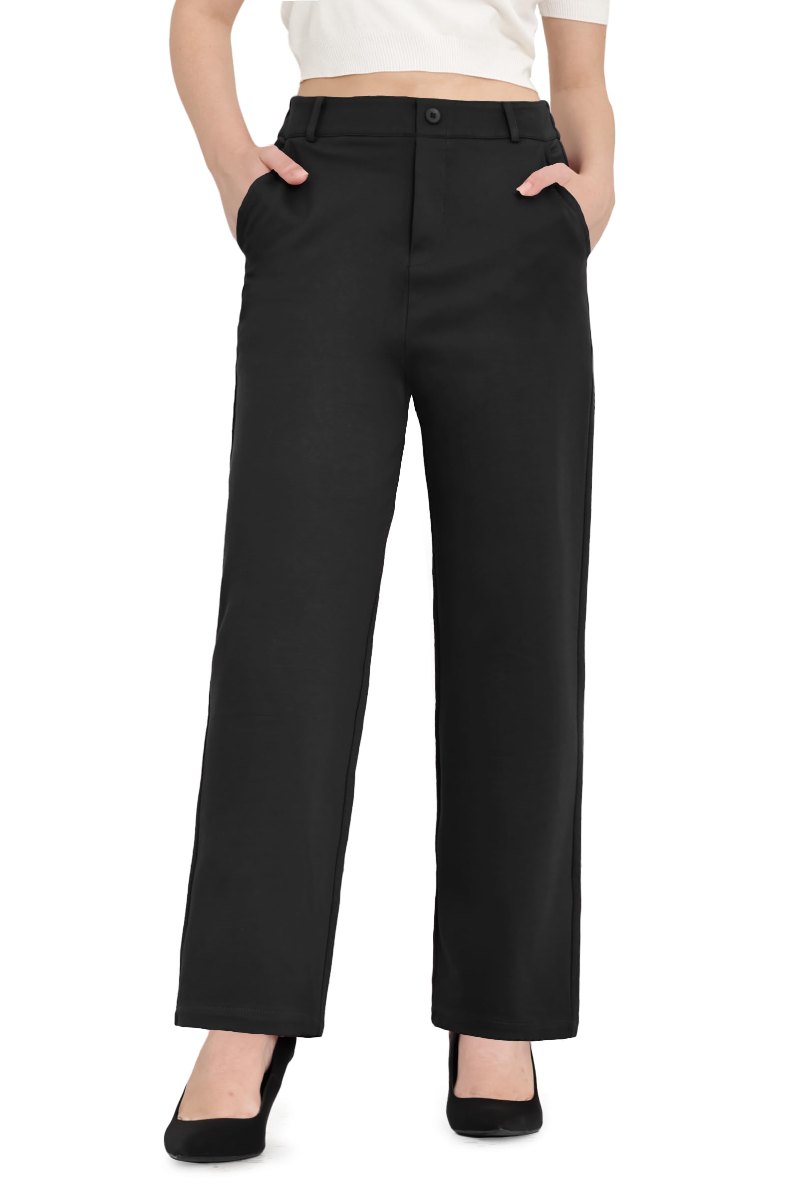 Bamans Damen Anzughose gerade geschnittene elastische Büro Damenhose | Hohe Taille, dehnbarer Stoff, elegante Optik für geschäftliche Termine sowie casual alltägliche Anlässe