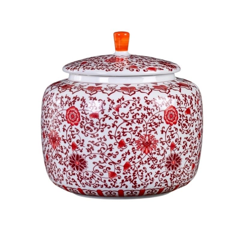 Duży niebieski i biały kubek na herbatę owinięty ceramiczny słoik uszczelniony czarny herbata pu'er biała herbata garnek do przechowywania luzem pojemnik do przechowywania (A)