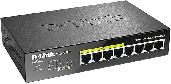 D Link DGS 1008P Switch 8 Porte 101001000 Gigabit Power Over Ethernet No Alimentazione Aggiuntiva nero