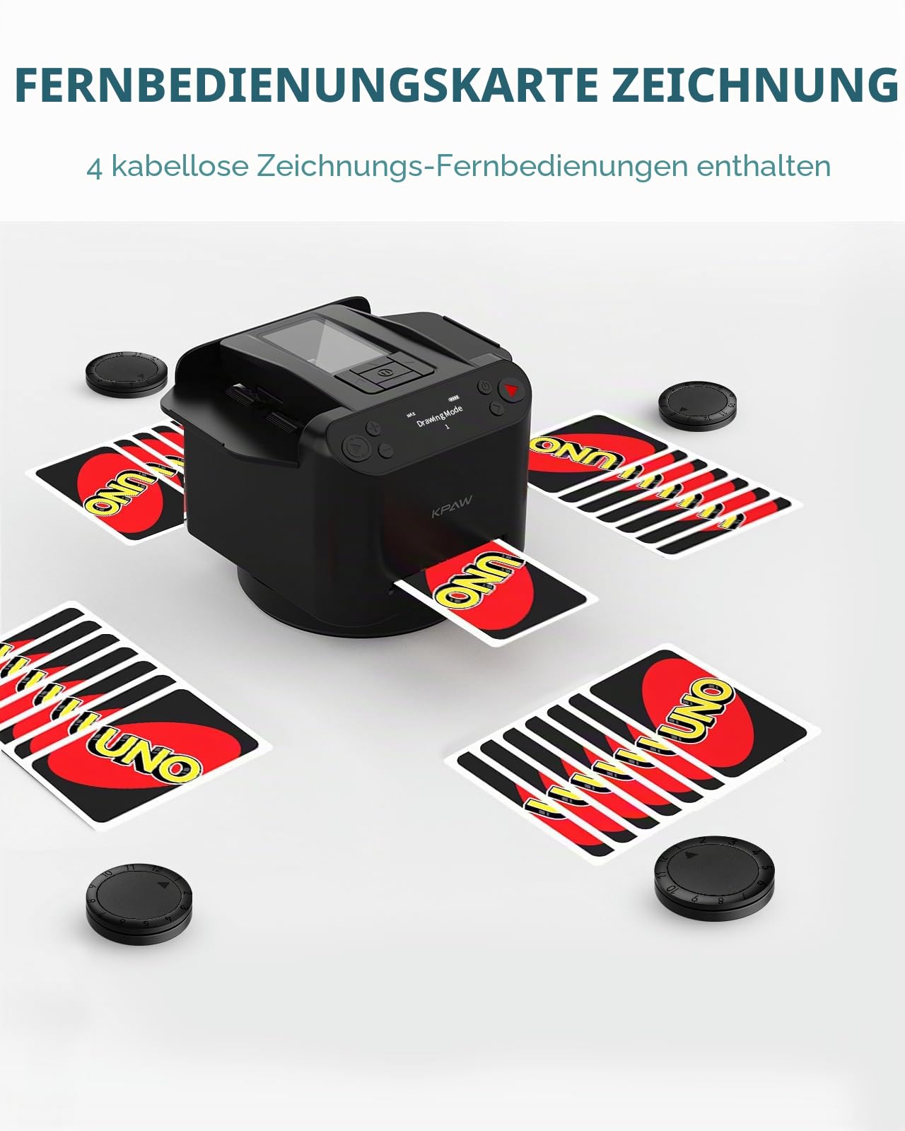 KPAW Automatischer Kartenmischer und Austeiler 360° Drehung für 1–2 Decks 4 Fernbedienungen Wiederaufladbar Leise Poker
