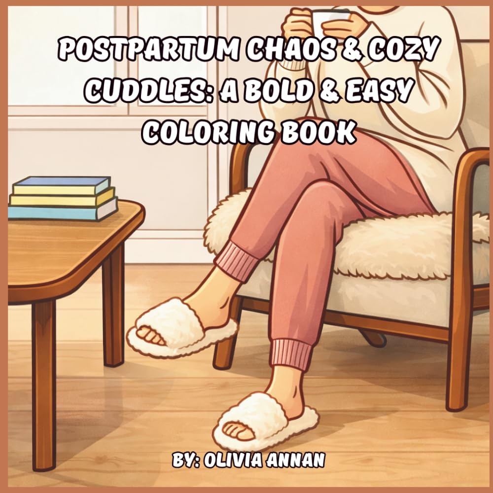 Postpartum Chaos & Cozy Cuddles: A Bold & Easy Coloring Book: Relaxing, Stress-Relieving Scenes of Real Motherhood, Messy Buns, and Baby Love for New Moms