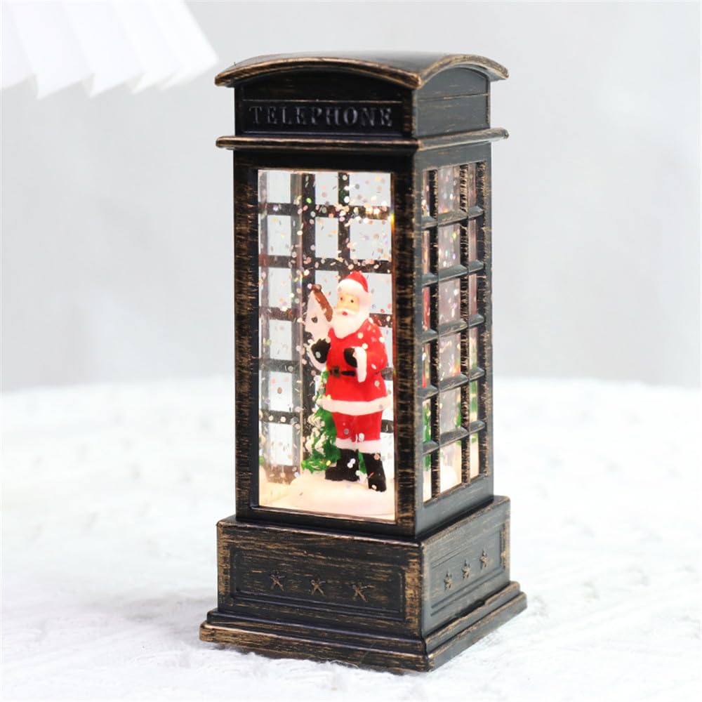 Nuziku H Led Electronic Snow Globe Lantern Wit Water Filled, Battery Operated, Glitter Christmas Lights For Party Decor