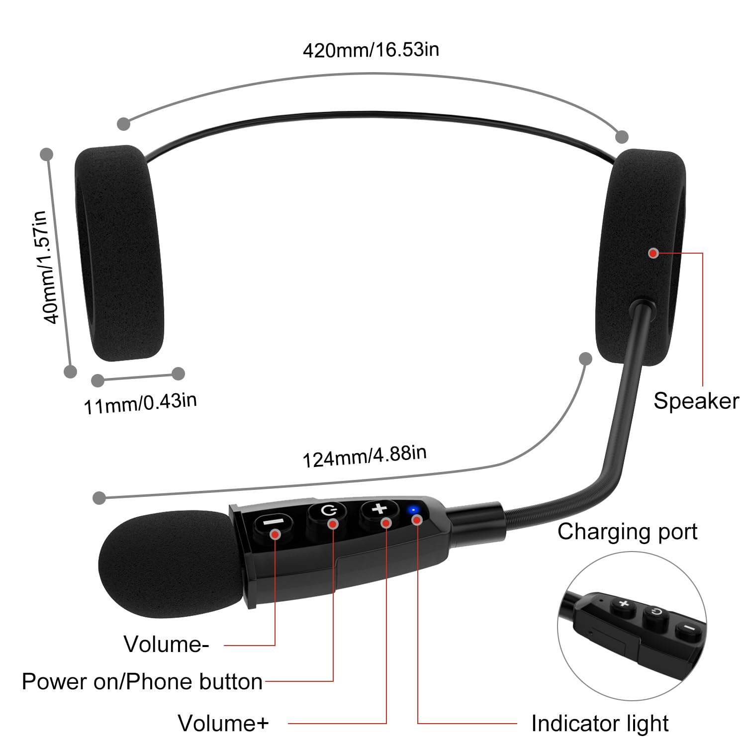 EJEAS E1+ Casque de Moto Bluetooth, Interphone Étanche Bluetooth 5.1 avec Réduction du Bruit, adapté pour Le Ski, l'escalade, l'équitation, Compatible avec Le manipulateur EUC