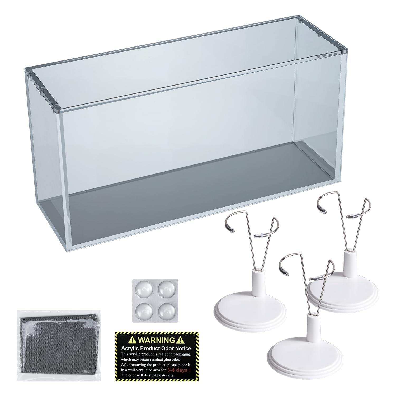 Mcbazel Caja de acrílico de Alta Transparencia Compatible con LABUBU, Vitrina magnética Protectora para Pop Mart, soporta 3 muñecas, con Soporte para muñecas – 35 cm × 11 cm × 17,5 cm (Grosor 8+5