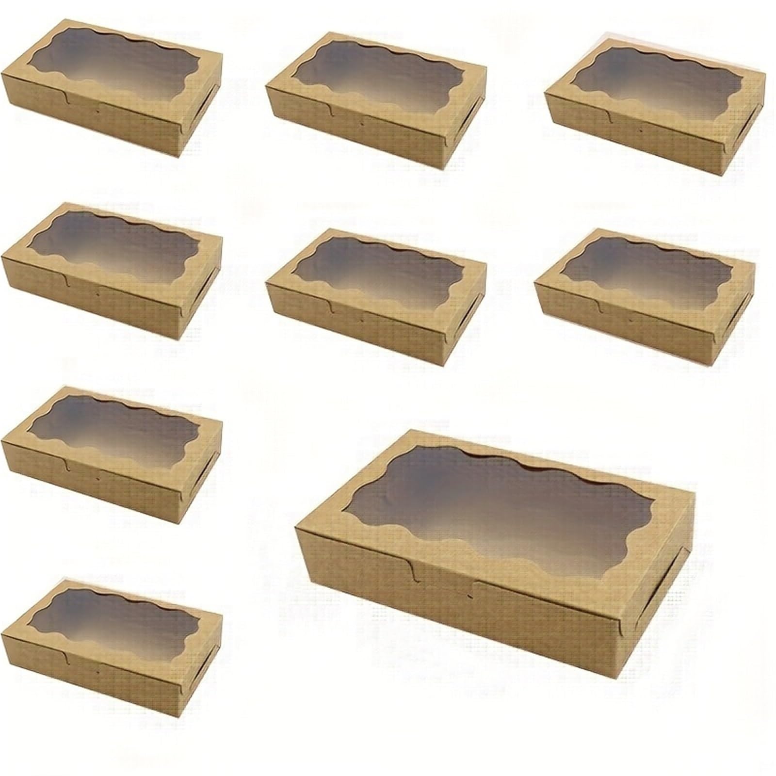Scatola Regalo Confezione regalo in carta da 10/30/50 pezzi con vetrina | Adatto for matrimoni, compleanni, vacanze, festa della mamma e altre occasioni(Brown,50pcs)