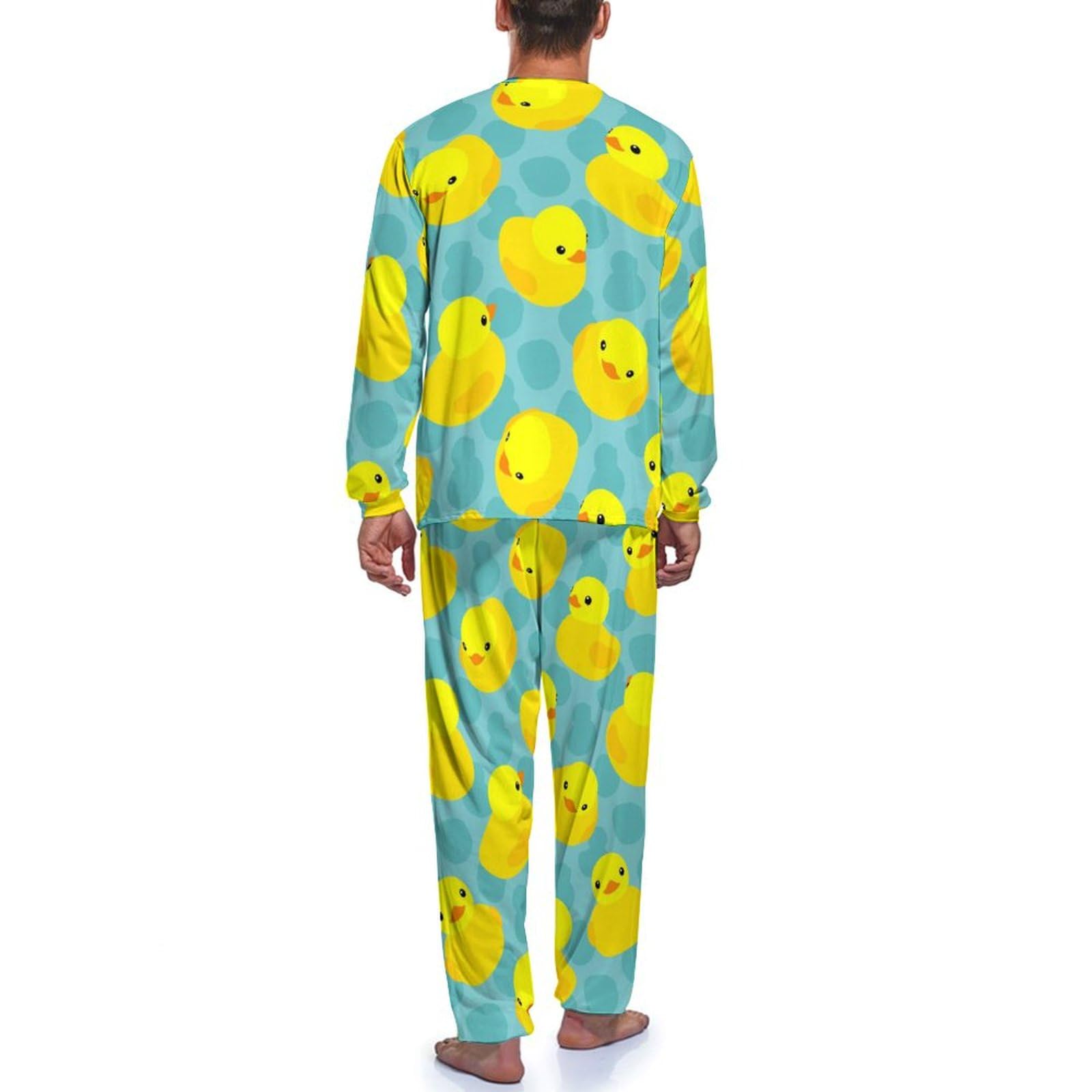 Ente Herren Schlafanzug Lang Pyjama Set Nightwear Langarm Nachtwäsche Sleepwear