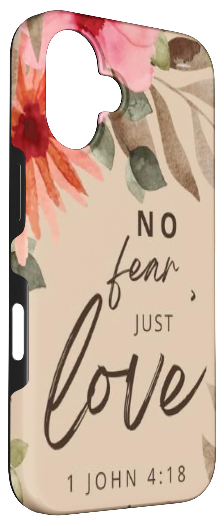 No Fear Just Love Lord Jesus Bible Verse Christian Floral Case for iPhone 16 - Image 3
