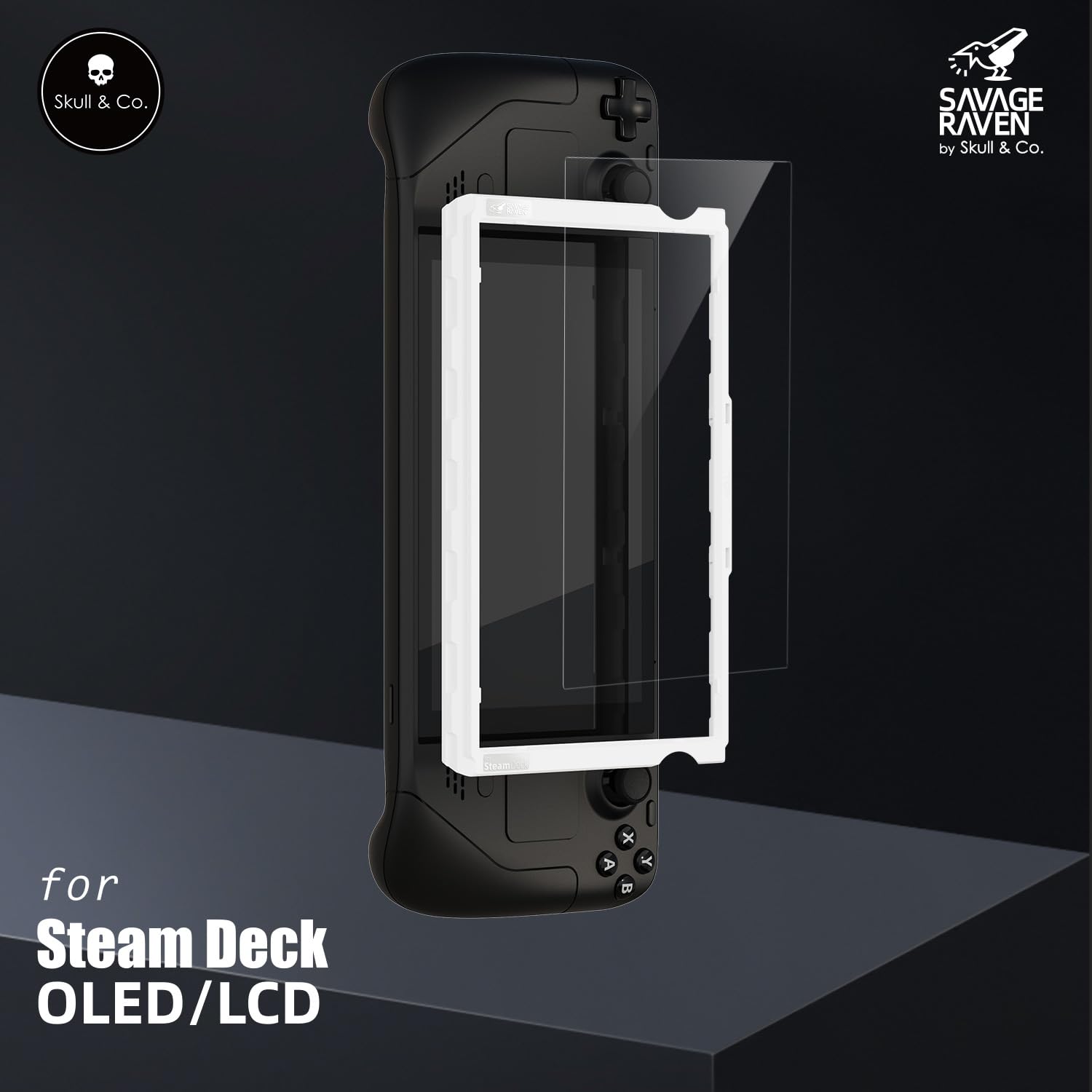 Skull & Co. High Transparency High Sensitivity Tempered Glass Screen Protector for Steam Deck LCD/OLED (2-PACK) with Positioner Installation Kits - Anti-Glare Matte Finish